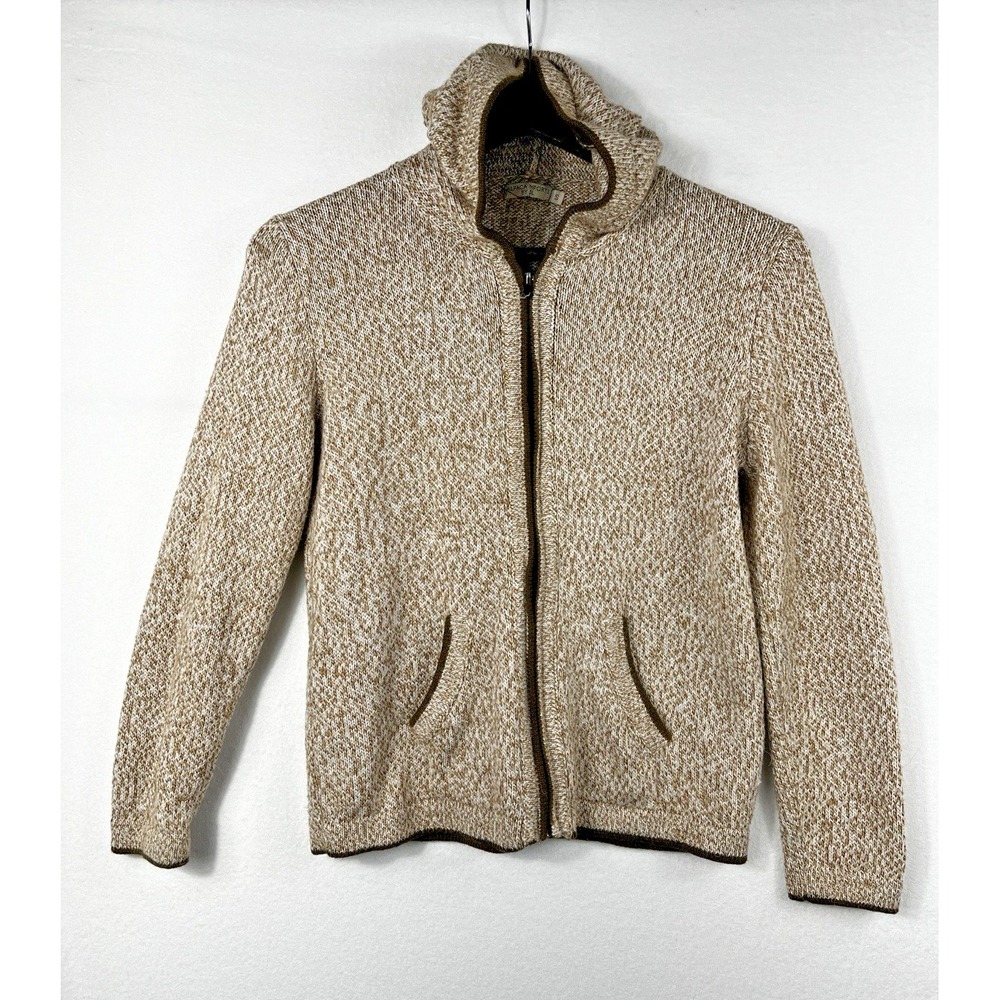 Alpaca Imports DL Women's S Sweater Cardigan Hooded Brown Alpaca‎ Blend Full Zip